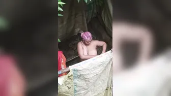 Busty Wife Showering Outside Spotted By Neighbor