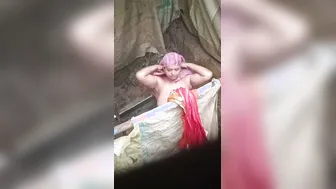 Busty Wife Showering Outside Spotted By Neighbor