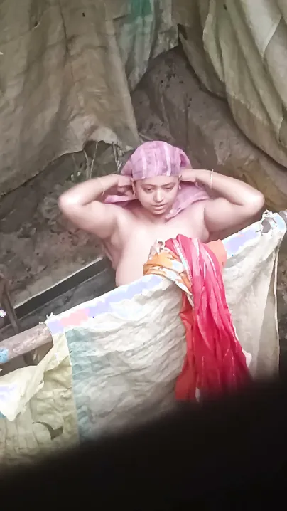 Busty Wife Showering Outside Spotted By Neighbor