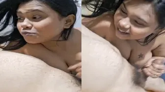 Smiling GF Eagerly Sucking Boyfriend's Dick