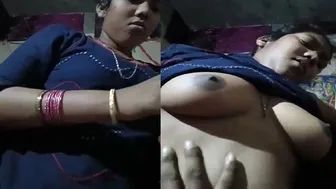 Squeezing My Wifes Boobs Before Fucking Her At Home
