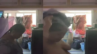 Busty Mom Strips Naked In The Living Room