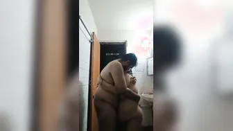 Naked Couple Bathing Together Before Standing Fuck Session