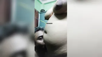 Wife With Perfect Tits Sucking Husbands Thick Cock