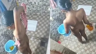 Young Maid Caught Naked After Shower Drying Herself Off