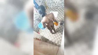 Young Maid Caught Naked After Shower Drying Herself Off