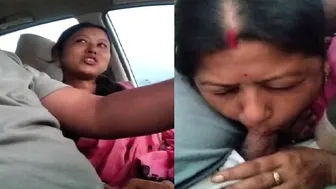 Wife Giving Road Head While He Drives The Car
