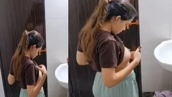 Neighbor Slut Flashing Her Tits Before Taking A Bath