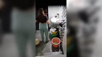 Neighbor Slut Flashing Her Tits Before Taking A Bath