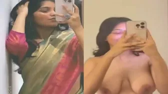 Girl In Saree Going Topless Caught On Hidden Camera