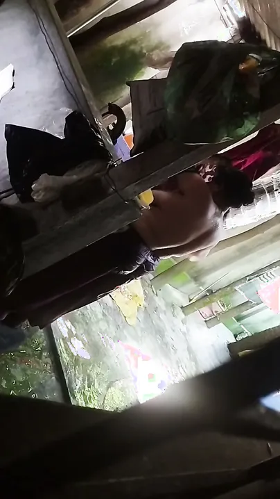 Son Filming Mom Bathing Naked In Backyard