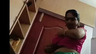 Wife Putting On Bra After Flashing Big Tits To Hubby