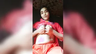 Village Gf Pressing Her Tits Topless In Leaked Vid