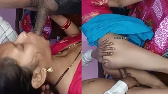 Wife In Blouse Giving Sloppy Blowjob Before Hard Sex