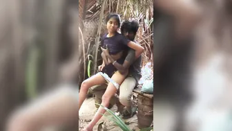 Teen Desi Couple Sneaking Outdoor Fun Near Mango Trees