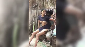 Teen Desi Couple Sneaking Outdoor Fun Near Mango Trees