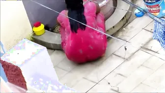 My Horny Aunty Bathing In Red Nighty Caught On Hidden Camera