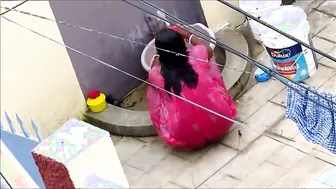 My Horny Aunty Bathing In Red Nighty Caught On Hidden Camera