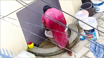 My Horny Aunty Bathing In Red Nighty Caught On Hidden Camera