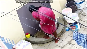 My Horny Aunty Bathing In Red Nighty Caught On Hidden Camera