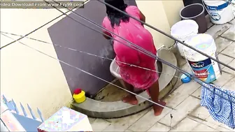 My Horny Aunty Bathing In Red Nighty Caught On Hidden Camera