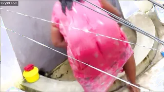 My Horny Aunty Bathing In Red Nighty Caught On Hidden Camera