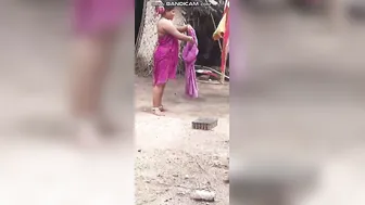 Secretly Recording Horny Aunty Bathing And Touching Herself
