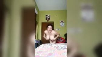 Desi Aunty Stripping Off Nighty Dancing Naked Shaking Tits