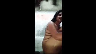 Chubby Wife Soaping Up Her Thick Body In The Hot Shower