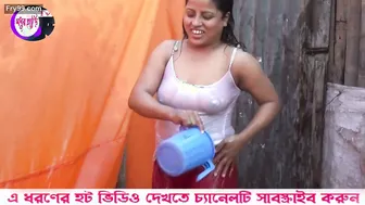 Busty Bengali Wife Bathing With See Through Shirt Showing Nips