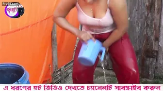 Busty Bengali Wife Bathing With See Through Shirt Showing Nips