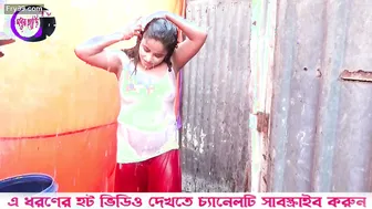 Busty Bengali Wife Bathing With See Through Shirt Showing Nips