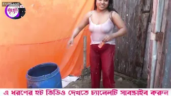 Busty Bengali Wife Bathing With See Through Shirt Showing Nips