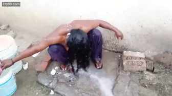 Village Married Woman Caught Showering With Her Big Wet Body