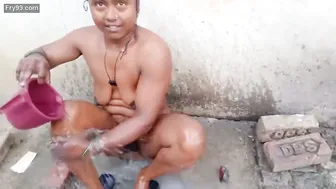 Village Married Woman Caught Showering With Her Big Wet Body