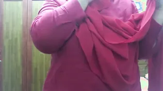 Hijabi Married Woman Stripping Her Clothes Showing Curves