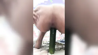 Slutty Desi Babe Stuffing Her Tight Cunt With Big Cucumber