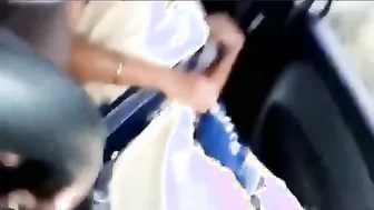 Horny Aunty Flashing Her Wet Pussy While Riding In Moving Car