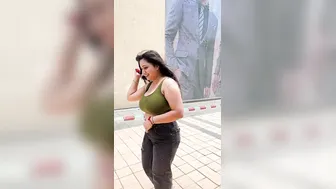 Desi Aunty With Huge Tits Bouncing In Tight Green Top