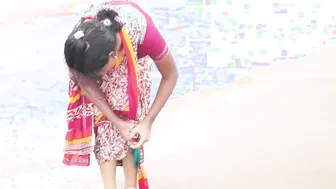 Catching My Soaking Wet Aunty Walking Along The Beach Strip