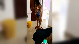 Catching My Naked Indian Milf Right After Her Steamy Shower