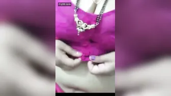 Desi Aunty Bouncing Her Huge Natural Tits For The Camera