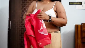 Curvy Milf Stretching In Tight Saree Showing Off Her Belly