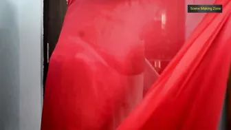 Curvy Milf Stretching In Tight Saree Showing Off Her Belly