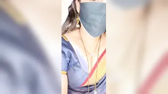 Married Aunty Stripping Saree And Blouse Teasing On Webcam