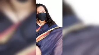 Married Aunty Stripping Saree And Blouse Teasing On Webcam