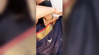 Married Aunty Stripping Saree And Blouse Teasing On Webcam