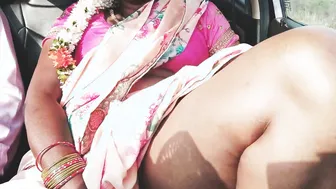 Horny Milf Fucking Her Man Inside The Car Wearing Saree