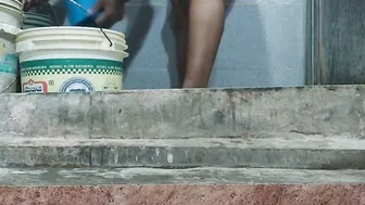 Hot Telugu Wifey Caught Bathing Naked By Her Young Neighbor