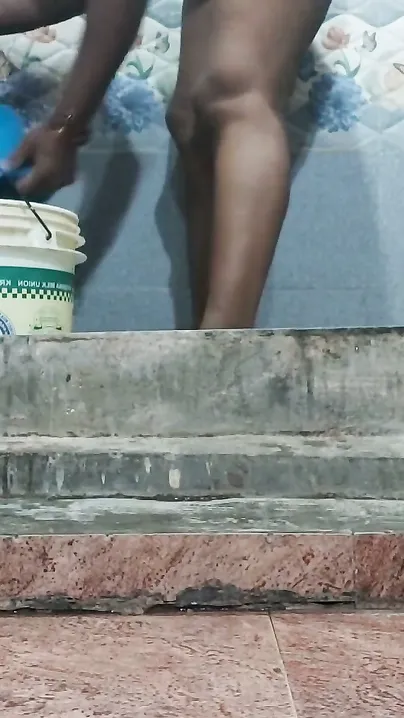 Hot Telugu Wifey Caught Bathing Naked By Her Young Neighbor